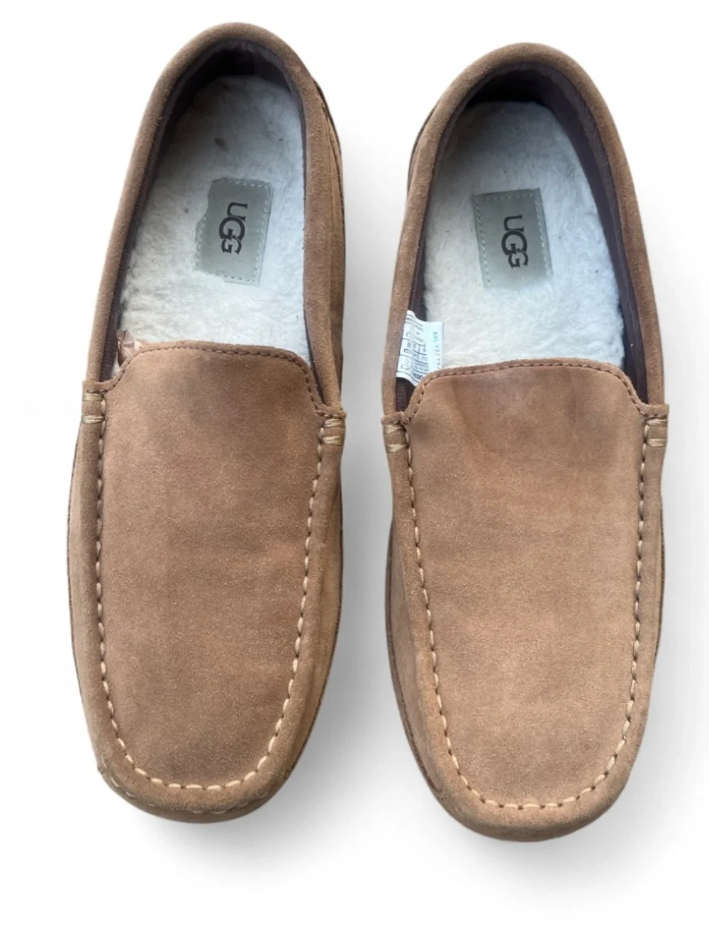 UGG MEN'S ALDER SUEDE SHEARLING SLIP ON SLIPPERS LOAFERS SHOES - CHESTNUT